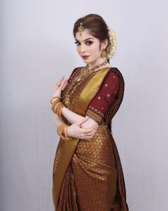 FashDeal Woven Bollywood Jute Silk Saree