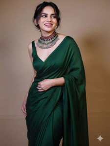 The White Rabbit Solid/Plain Daily Wear Satin Saree