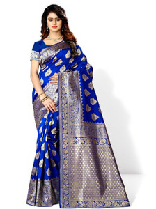 Shoppershopee Woven Kanjivaram Silk Blend Saree