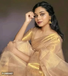 Nilofar Silk Saree Woven, Solid/Plain Banarasi Tissue Saree