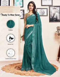 Satrani Solid/Plain Jamdani Pure Cotton Saree