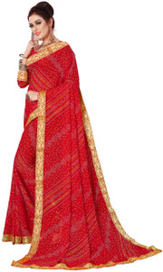 Kanooda Prints Printed Bandhani Georgette Saree