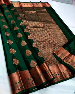 KING VULTURE Woven, Embellished Banarasi Jacquard, Cotton Silk Saree