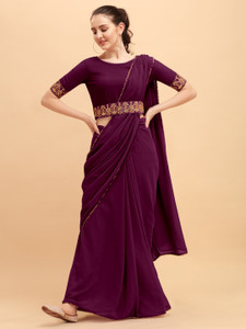 ConveyCloth Solid/Plain Bollywood Georgette Saree