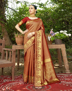 Samah Woven Kanjivaram Jacquard, Silk Blend Saree