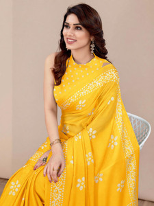 MIRCHI FASHION Printed, Blocked Printed Hand Batik Chiffon, Georgette Saree