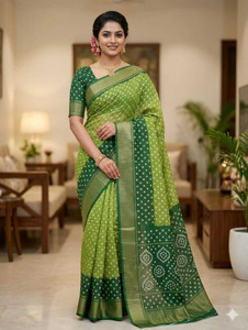 Marabout Floral Print Ikkat Silk Blend Saree