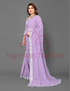 tapovan fashion Solid/Plain Bollywood Chiffon Saree