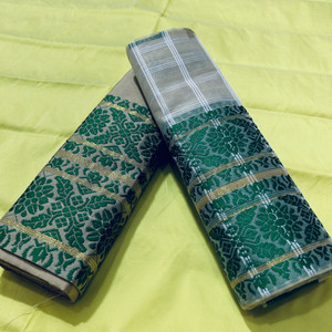 SHOPEEZY TEX FAB बुना हुआ मेखला चादर पॉलिएस्टर साड़ी
