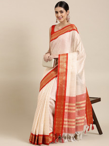 Pandadi Saree Woven, Checkered Kanjivaram Cotton Silk Saree