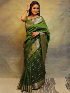 PHEASANT Woven Kanjivaram Jacquard, Art Silk Saree