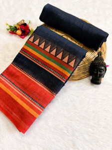 V KAPIL AND CO Floral Print Chanderi Linen Saree