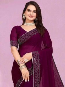 SHELDROM MART Embellished Bollywood Georgette Saree