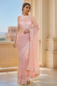 soch Floral Print Bollywood Net Saree