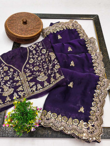 YASHIKA Solid/Plain Bollywood Organza, Satin Saree