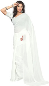 FANCYNINE Solid/Plain Daily Wear Georgette Saree