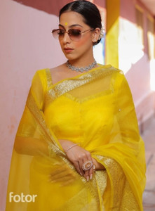 PHEASANT Woven Bollywood Organza Saree