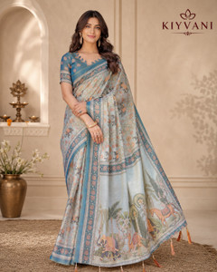 kiyvani Printed Bollywood Jute Silk Saree