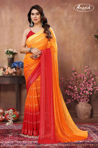 Anand Sarees Embellished, Self Design, Ombre, Dyed Bollywood Satin Saree
