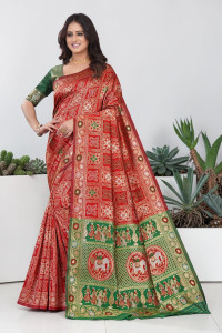 Kwisy Woven Patola Cotton Silk, Jacquard Saree