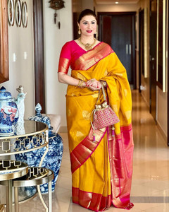 MALLBALAJI Printed Banarasi Jacquard, Pure Silk Saree