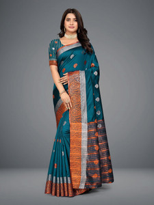 Veertrends Woven Maheshwari Cotton Silk Saree