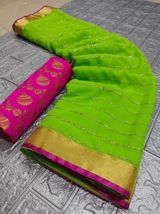 Sareez House Solid/Plain Bollywood Georgette Saree