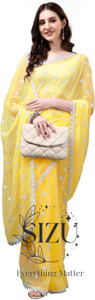 SIZU Embroidered Lucknow Chikankari Georgette Saree