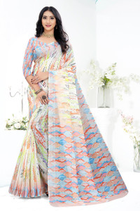 Fevinaa Checkered, Digital Print, Floral Print, Geometric Print, Striped, Printed Daily Wear Cotton Linen, Linen Saree