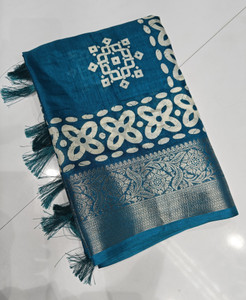 J6 Designers Printed Hand Batik Cotton Silk Saree