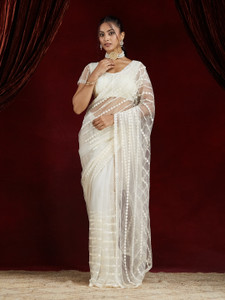 KASEE FASHION Embroidered Bollywood Net Saree