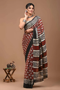 Cotton mulmul shiv Clothe Printed, Blocked Printed Daily Wear Pure Cotton Saree