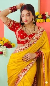 TARAGI Embellished, Embroidered Bollywood Silk Blend Saree