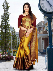 WEYLIN Woven Maheshwari Jacquard, Cotton Silk Saree