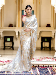 SHREE GHANSHYAM FASHION Self Design, Woven, Embellished, Printed Kanjivaram Cotton Silk, Jacquard Saree