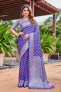 FINE WEAR Woven Banarasi Georgette, Jacquard Saree