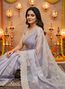 Sariya Embroidered Bollywood Organza, Chiffon Saree