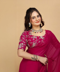 K 5 FASHION Embroidered Bollywood Georgette Saree
