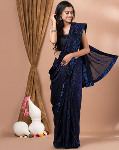 HouseOfCommon Floral Print Bollywood Lycra Blend Saree