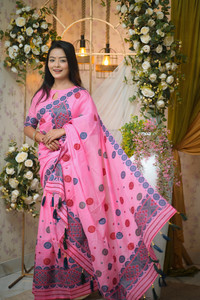 DHARMANANDAN IMPEX Woven Mekhela Chador Cotton Blend Saree