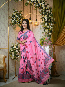 DHARMANANDAN IMPEX Woven Mekhela Chador Cotton Blend Saree