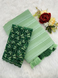 K 5 FASHION Striped, Dyed Bollywood Chiffon Saree