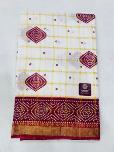 KRISHNA NX Printed Bandhani Pure Cotton Saree