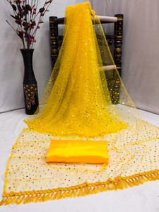 color bucket Polka Print Bollywood Net Saree