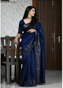 Mollika Solid/Plain Handloom Cotton Silk, Tussar Silk Saree