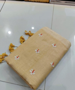 Puspa Fashion Embroidered Handloom Cotton Blend Saree