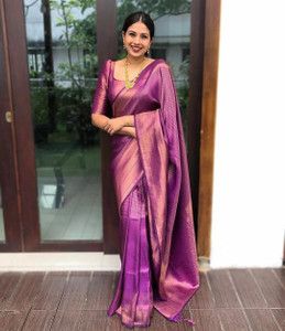 AVANTIKA FASHION Woven Kanjivaram Pure Silk, Art Silk Saree