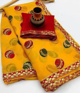 A Star Embellished Bandhani Georgette Saree