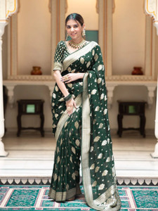 ZILVIRA Woven Kanjivaram Pure Silk, Silk Blend Saree