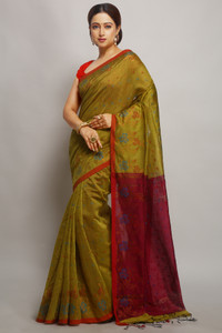WoodenTant Woven Handloom Cotton Silk Saree